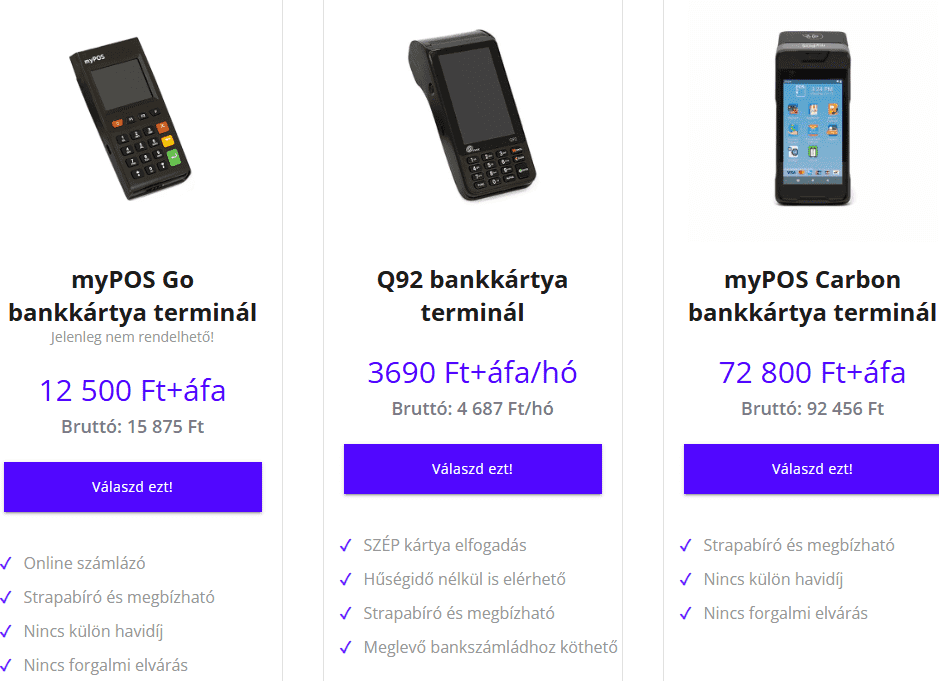 bankkártya terminálok